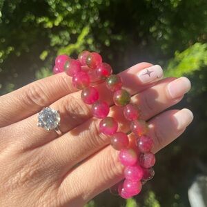 Watermelon Tourmaline Crystal Beaded Bracelet